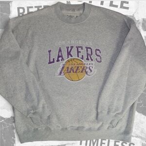 Aeropostale Gray and Purple Lakers Crewneck Sweater